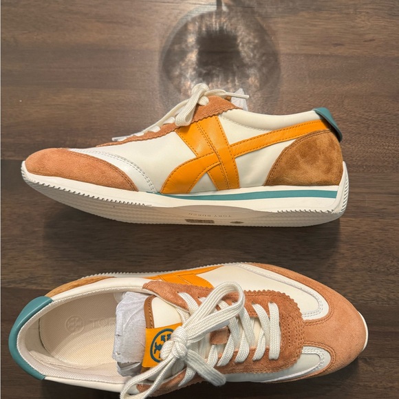 Tory Burch - Hank New Ivory / Orange Citrine / Bright Lago Low Top Sneakers - Picture 5 of 8